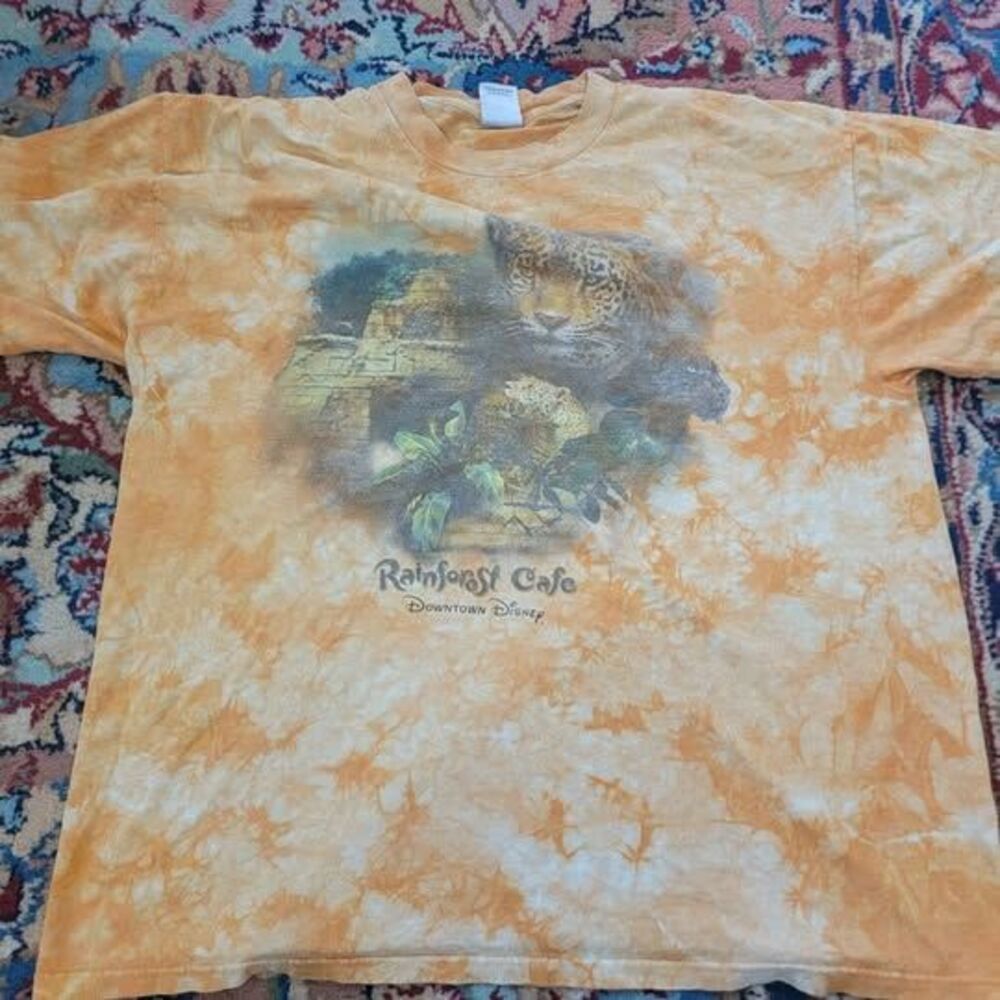 Rainforest Cafe Downtown Disney T-shirt XL Tie Dye Jaguar Size XL
